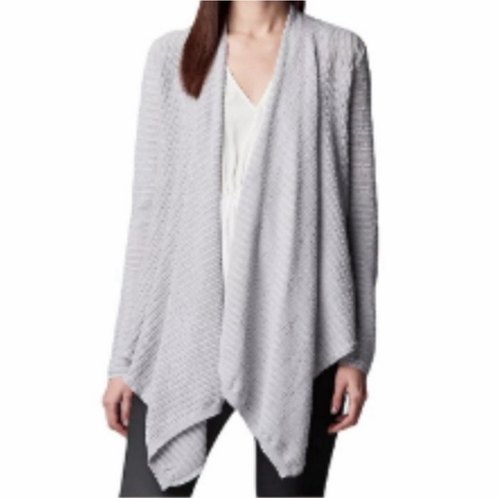 🌞 Simply Vera Vera Wang kimono fly away cardigan sweater tan gray wrap shawl S